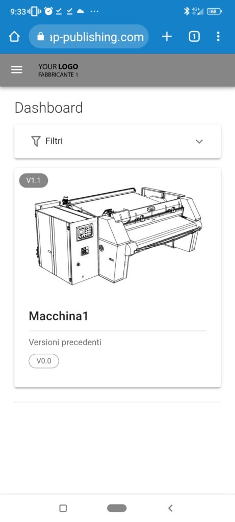 Consultazione della documentazione tecnica di una macchina con CONTAINER da smartphone